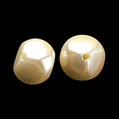 ABS プラスチック模造パールビーズ  キューブ  ベージュ  15~16x15~16x13mm  穴：1.8mm  約380個/500g&nbsp;KY-C017-16