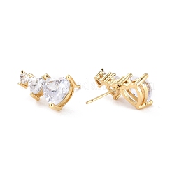 Heart Clear Cubic Zirconia Stud Earrings for Her&nbsp;EJEW-C002-12G-RS