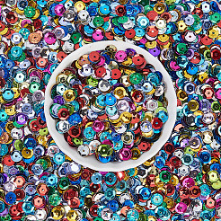 装飾アクセサリー  ポリ塩化ビニールのプラスチック製のスパンコール/スパンコールビーズ  フラットラウンド  ミックスカラー  7x0.3~1mm  穴：1mm  約100g /セット&nbsp;FIND-CY0001-46C