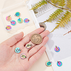 12Pcs Rainbow Color Ion Plating(IP) 201 Stainless Steel Charms&nbsp;STAS-UN0032-35