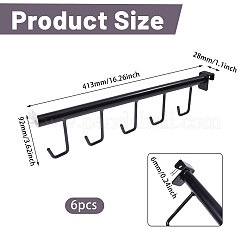 5フックの鉄製フック  スーパーマーケットの棚のアクセサリー  ブラック  92x413x28mm  穴：6mm&nbsp;AJEW-WH0696-511B