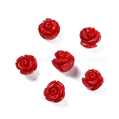 合成サンゴ刻まれたビーズ  染め  花  片穴  ミックスカラー  8x8mm  穴：1.4mm&nbsp;CORA-C003-18