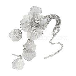 Flower Alloy Rhinestone Pendant Necklaces for Women&nbsp;NJEW-Z043-02P