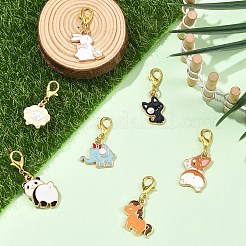 7本合金エナメルペンダントデコレーション  合金製カニカン付き  ミックスカラー  26~34mm&nbsp;HJEW-YW00383