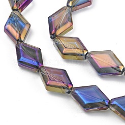 電気メッキガラスビーズセット  菱形  ABカラー  プラム  15x10x5mm  穴：1mm  約43個/連  25.39''（64.5センチメートル）&nbsp;EGLA-B010-01A-FR01