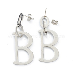 イオンプレーティング（IP）304ステンレススチールスタッドピアス  文字.b  ミックスカラー  52.5mm  ピン：0.8mm&nbsp;EJEW-P191-12