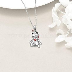 ハロウィン 合金 エナメル 赤いハート ゴシック ドール ペンダント ネックレス（ユニセックス）  プラチナ  17.72インチ（45cm）&nbsp;WGBCC68-01