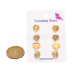 304ステンレススチールスタッドピアスキット  葉  ゴールドカラー  10~12x9~11.5mm&nbsp;EJEW-H142-08G