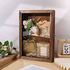 見える窓付きの木製昆虫標本展示ケース  長方形  ココナッツブラウン  31x22x4.5cm&nbsp;CON-CA0001-035B