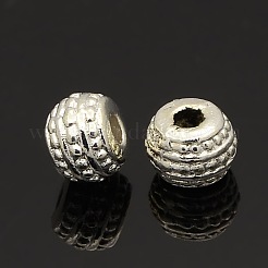 チベット風合金スペーサービーズ  ロンデル  鉛フリー＆カドミウムフリー  銀色のメッキ  直径約7mm  長さ5mm  穴：1mm&nbsp;X-K095V021