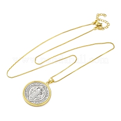 Brass Saint Benedict Medal Pendant Box Chain Necklaces&nbsp;LS-NJEW-R100-05G
