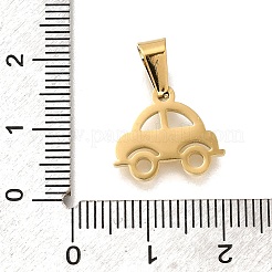 304ステンレスペンダント  レーザー切断  イオンプレーティング（ip）  車  ゴールドカラー  13x15x1mm  穴：6x3.3mm&nbsp;STAS-H453-21G