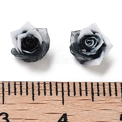 トリプルカラー蓄光樹脂デコデンカボション  暗闇で光る  花  ブラック  7x7x4mm&nbsp;RESI-K036-61