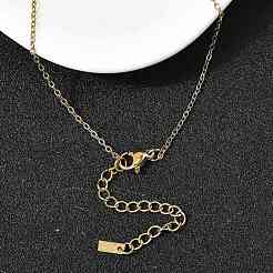 304 Stainless Steel Rectangle with Laser Cut Star of David Pendant Necklaces for Women&nbsp;NJEW-Z091-14G