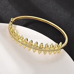 Brass Micro Pave Clear Cubic Zirconia Hinged Bangles for Women&nbsp;BJEW-S168-02G