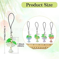 アクリル＆ガラス＆ランプワーク携帯ストラップ 12色6個  花  ミックスカラー  105mm  2個/カラー&nbsp;HJEW-CJ00077