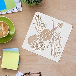 プラスチック再利用可能な描画絵画ステンシル テンプレート  スクラップブック紙、壁、布、床、家具、木材にペイントするため  正方形  花柄  300x300mm&nbsp;DIY-WH0172-186