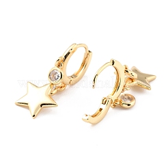 Brass Micro Pave Cubic Zirconia Hoop Earrings&nbsp;EJEW-K086-10G