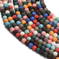 合成溶岩岩ビーズ連売り  染め  スムーズなラウンド  ミックスカラー  5mm  穴：0.7mm  約88個/連  14.96''（38センチメートル）&nbsp;G-A317-B01-01