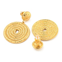 304ステンレススチール製、テクスチャ加工のスタッドピアス（女性用）  本物の18ksem金メッキ  フラットラウンド  46x30mm&nbsp;EJEW-Z053-05G-02