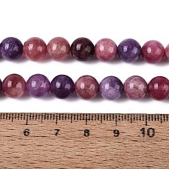 天然石クォーツビーズ連売り  染め  スムーズなラウンド  模造トルマリン  暗紫色  8~8.5mm  穴：1~1.2mm  約46~48個/連  14.96~15.35インチ（38~39cm）&nbsp;G-N363-8mm-05