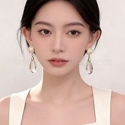 Brass & Imitation Pearl Round Stud Earrings&nbsp;WG00083-01