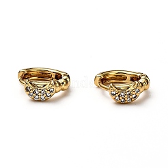 Brass Micro Pave Clear Cubic Zirconia Huggie Hoop Earrings&nbsp;EJEW-H121-14G
