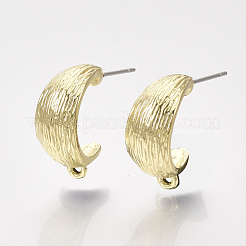 合金製スタッドピアスパーツ  ハーフフープピアス  カン付き  ライトゴールド  19x8mm  穴：1.5mm  ピン：0.8mm。&nbsp;X-PALLOY-S125-034