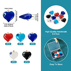 10Pcs 5 Colors Handmade Evil Eye Lampwork Pendants&nbsp;LAMP-TA0001-15