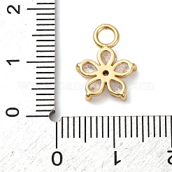 真鍮製マイクロパヴェキュービックジルコニアペンダント  花のチャーム  ラックめっき  長持ちメッキ  カドミウムフリー＆鉛フリー  18KGP本金メッキ  14x11x3mm  穴：2.5mm&nbsp;KK-I276-05G-02B