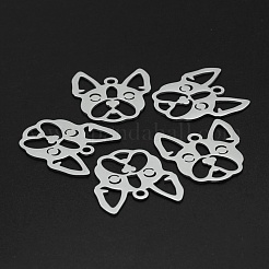 変色しない304ステンレススチールペンダント  レーザー切断  中空  ブルドッグヘッド  ステンレス鋼色  32x28.5x1mm  穴：3mm&nbsp;A-STAS-R111-JA675
