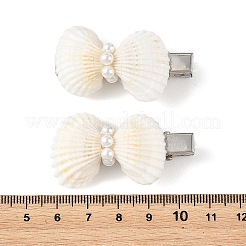 Natural White Shell & Shell Pearl & Iron Alligator Hair Clips&nbsp;PHAR-TA000004
