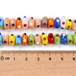 手作りのランプワークの凹凸のあるビーズ  ロンデル  カラフル  10~11x5~5.5mm  穴：1.8mm  約40個/連  8.46''（21.5センチメートル）&nbsp;X-LAMP-Z015-02