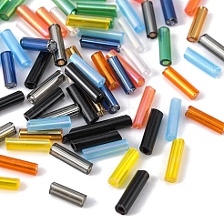 100g 10 スタイル シルバー ライン & 透明 & 不透明 ガラス ラッパ ビーズ  ラウンドラッパ  ミックスカラー  6~8x1.5~2mm  穴：0.5~0.6mm  10g /スタイル&nbsp;SEED-YW0002-06