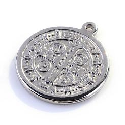 変色しない304ステンレススチールペンダント  サンベニートで両面フラットラウンド  ステンレス鋼色  29x25.5x2mm  穴：2mm&nbsp;STAS-S047-004