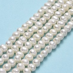 天然養殖淡水パールビーズ連売り  ポテト  ベージュ  4~6x5~7x5~6mm  穴：0.7mm  約67~71個/連  13.58~14.25インチ（34.5~36.2cm）&nbsp;PEAR-F018-17B-01