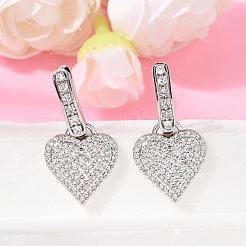 Brass Micro Pave Cubic Zirconia Hoop Dangle Earrings&nbsp;EJEW-G471-15P