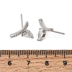 Brass Micro Pave Cubic Zirconia Stud Earrings&nbsp;EJEW-G471-14P-01