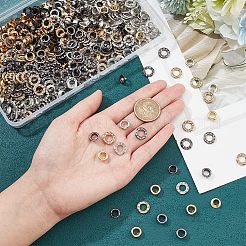 300セット3色の真鍮ラインストーングロメットアイレット金具  バッグアクセサリー用  ミックスカラー  10.5x4.5mm  穴：6mm＆12x2mm  穴：6.5mm  2個/セット  100セット/カラー&nbsp;DIY-NB0007-68