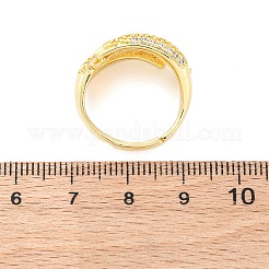 女性用真鍮マイクロパヴェクリアキュービックジルコニア指輪  長方形  ラックめっき  カドミウムフリー＆鉛フリー  持続的なメッキ  18KGP本金メッキ  内径：usサイズ7 1/4（17.5mm）&nbsp;RJEW-U047-12G