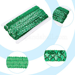 プラスチックスパンコールビーズ  スパンコールビーズ  装飾アクセサリー  3列パレットロール  フラットラウンド  グリーン  20x1.2mm  13m /カード&nbsp;OCOR-WH0079-78C