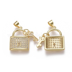 Brass Micro Pave Cubic Zirconia Pendants&nbsp;ZIRC-F115-19G
