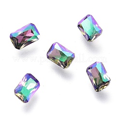 キュービックジルコニア尖底カボション  多面カット四角形  ゴーストライト  6x4x2mm&nbsp;ZIRC-H108-05B-001GL