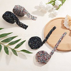 4ヤード4スタイルグリッターレジンホットフィックスラインストーン（背面にホットメルト接着剤）  ラインストーントリミング  クリスタルガラスソーイングトリムラインストーンテープ  マスクと衣装のアクセサリー  ミックスカラー  1ヤード/スタイル&nbsp;DIY-SZ0002-30