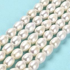 天然養殖淡水パールビーズ連売り  ライス  グレード5 A  フローラルホワイト  10.5~13x9~10mm  穴：0.5mm  約33個/連  15.75~15.87インチ（40~40.3cm）&nbsp;PEAR-E016-085