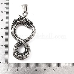 316サージカルステンレススチール製ビッグペンダント  ドラゴンチャーム  アンティークシルバー  57.5x28x6mm  穴：9x4mm&nbsp;STAS-Z073-49AS-01