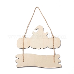 ハロウィン木製ドア壁掛け装飾  ジュートロープ付き  カボチャ  333x235x5mm  ペンダント：134x235x5mm&nbsp;LS-HJEW-K040-01A