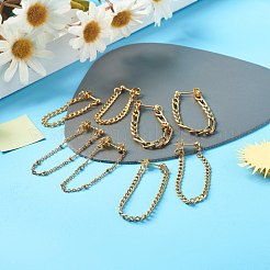 女の子の女性のためのチェーン形のぶら下がりスタッドピアス  304ステンレススチール耳ねじ  ゴールドカラー  長さ35~50mm  ピン：0.8mm&nbsp;EJEW-JE04617