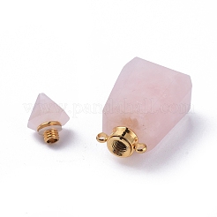 Faceted Natural Rose Quartz Openable Perfume Bottle Pendants&nbsp;G-P435-B-01G