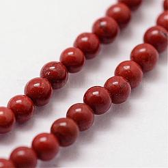 天然石レッドジャスパービーズ連売り  ラウンド  2mm  穴：0.5mm  190個/連  15.7インチ&nbsp;G-N0221-01-2mm